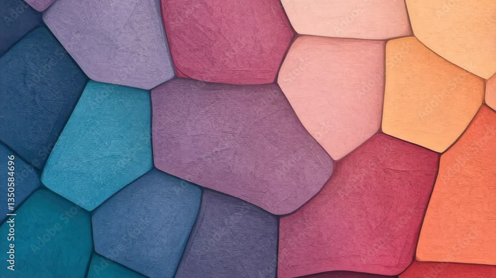 Poster looping animation abstract colorful mosaic pattern featuring geometric shapes in pastel and bold hue