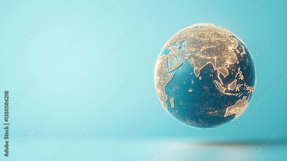 Canvas Prints global illuminated: a vibrant digital rendering showcases a glowing earth suspended against a captiv