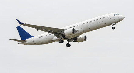 Obraz premium A large white airplane is flying through the sky