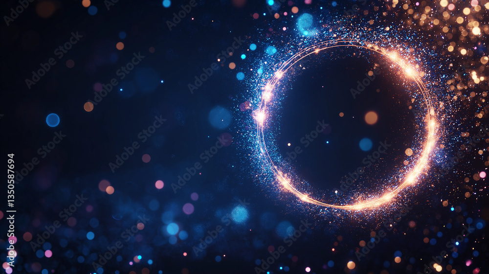 Poster mystical sparkle circle: a mesmerizing display of a sparkling light ring floats in the vast darkness