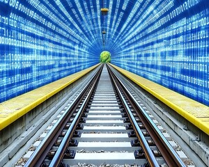 An abstract visualization of a train track data connection