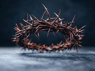 Thorns Crown for Dark Background, Religious Symbol.