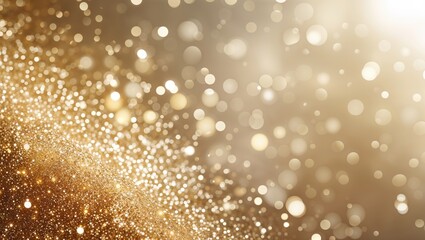 Glittering golden bokeh lights create a festive atmosphere during a celebration at dusk