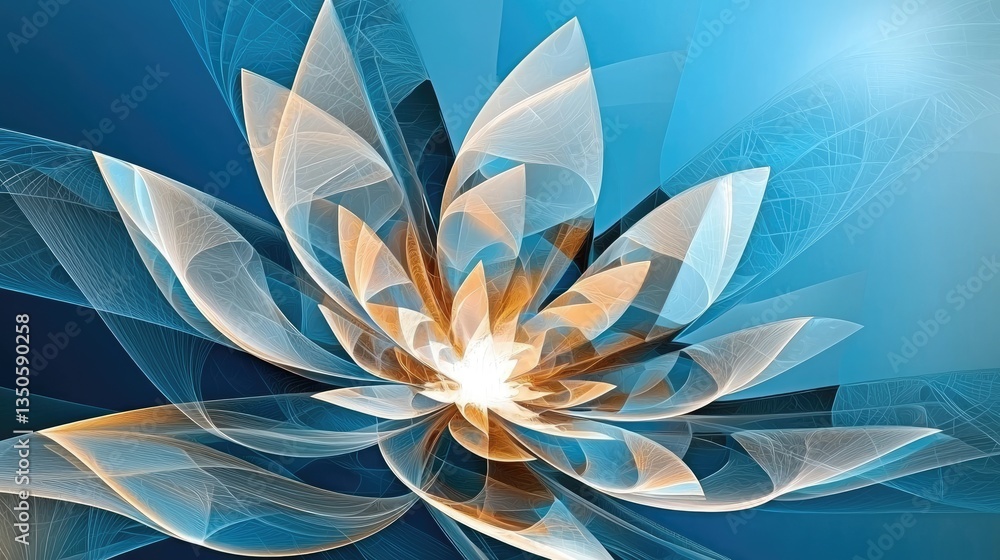 Poster modern abstract design with a soft blue-white gradient and a glowing white focal point in the center