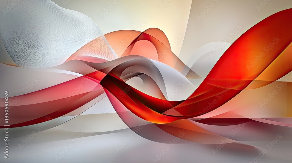Poster modern abstract motion effect, red and white flowing curves creating a high-tech look.