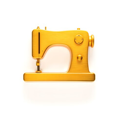 Sewing machine gold metal icon on white background. Generative AI