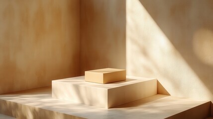 Minimalist Display with Soft Shadows and Warm Neutral Tones