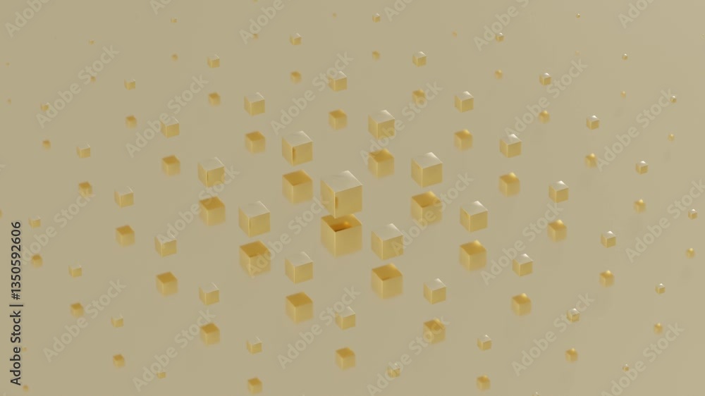 Poster golden cubes abstract pattern 4k 60fps looping animation