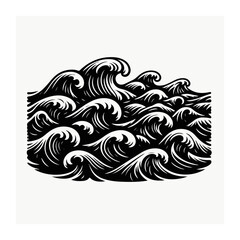 sea waves silhouette, sea waves vector