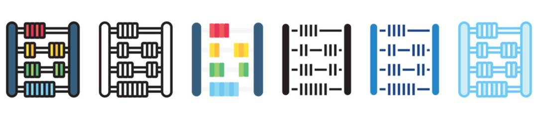 Abacus multi style, mini illustration icon set. outline, flat, glyph, line color, UI, UX, app and web, digital or print. vector EPS 10 related to education, kindergarten, kids and baby.