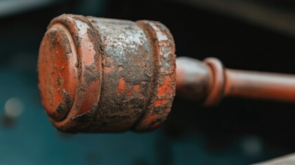 Close-up of a rusty, weathered gear lever