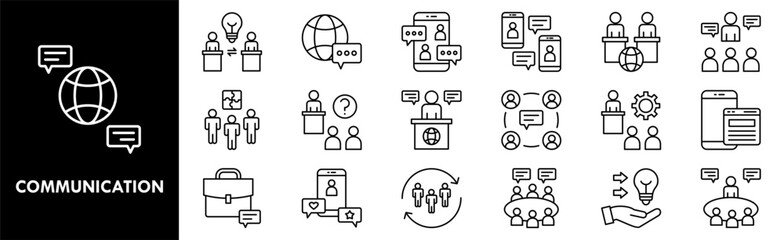 Communication icon collection set. Containing design communication, business, technology, network