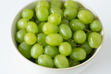 Fresh Green Grapes in a Bowl