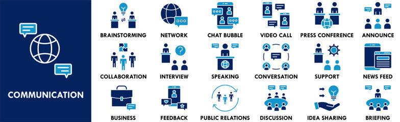 Communication icon collection set. Containing design communication, business, technology, network