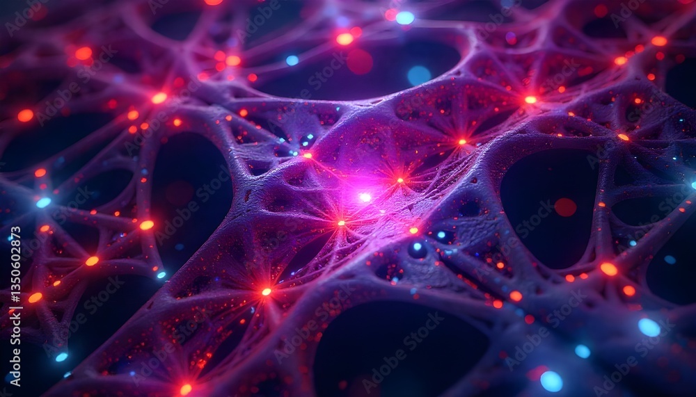 Poster visually stunning AI-generated abstract geometric pattern with vibrant neon colors, futuristic fractal design, high-resolution digital artwork