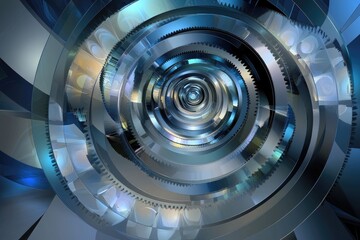 Abstract digital art depicting concentric metallic gears, showcasing intricate design and futuristic technology.