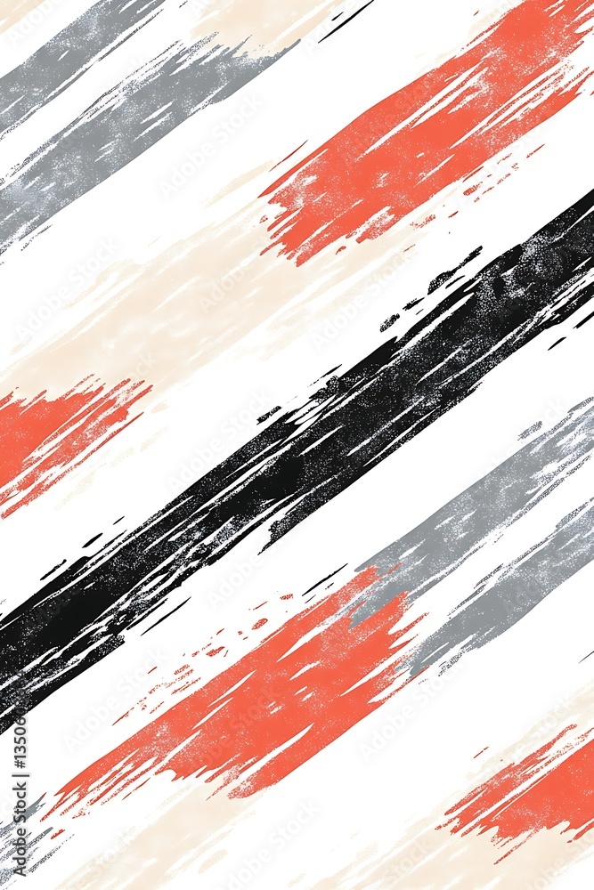Poster abstract design with diagonal red, black, and gray lines on a white backdrop – empty template for ne