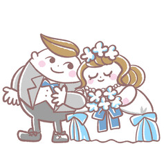 まるくてかわいい新郎新婦イラスト