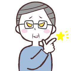 悪知惠思いついた眼鏡シニア男性イラスト