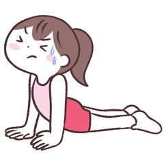 上体そらしがキツイ女性イラスト