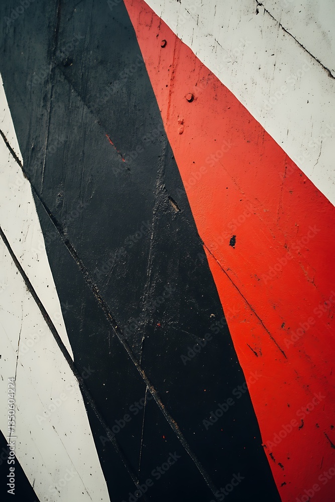 Poster abstract design with diagonal red, black, and gray lines on a white backdrop – empty template for ne