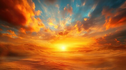 Fototapeta premium Fiery sunset sky ablaze with vibrant colors