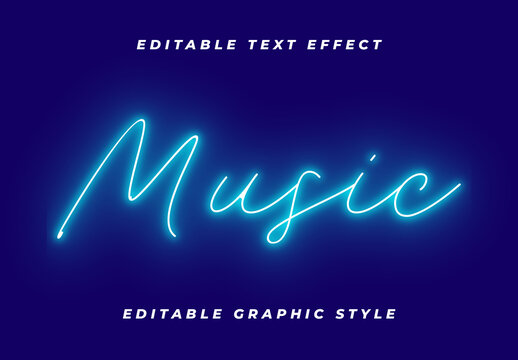 Blue Neon Lights Script Handwritten Elegant Glow Text Effect