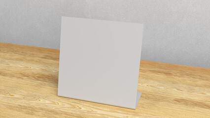 pvc plastic display on wooden counter, right view