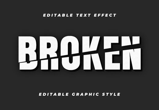 White Cut Sliced Broken Bold Grunge Distorted Text Effect