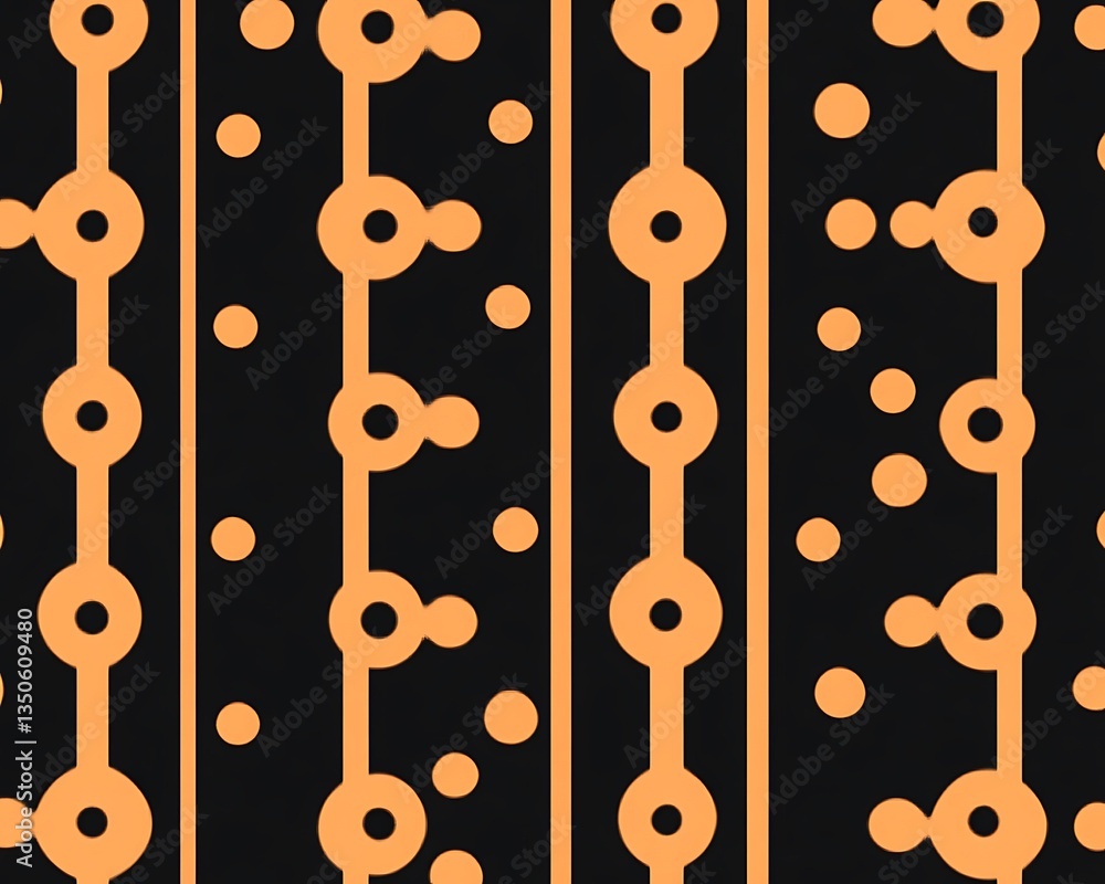 Poster repeating pattern comprised of lines circles and dot shapes