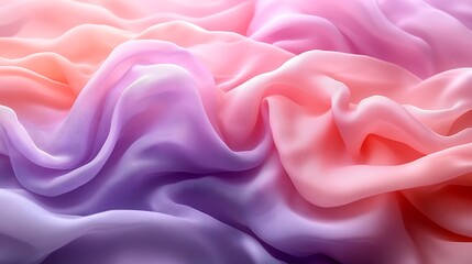 Obraz premium A serene blend of pastel pink, lavender, and soft peach silk layers, forming a dreamy and ethereal background, 