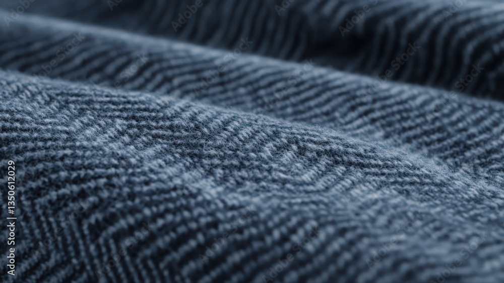 Poster blue textured fabric with wave pattern close up