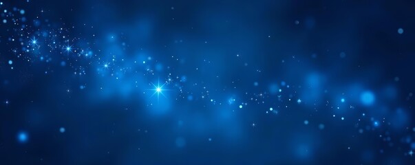 Fototapeta premium Blue glowing stars scattered in a dark blue gradient sky, deep space, galaxy, cosmic