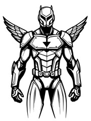 Fototapeta premium a black and white superhero with wings