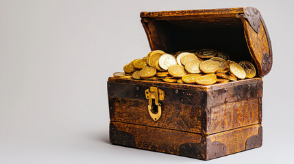 treasure chest overflowing with gold coins, symbolizing wealth and adventure, captures imagination