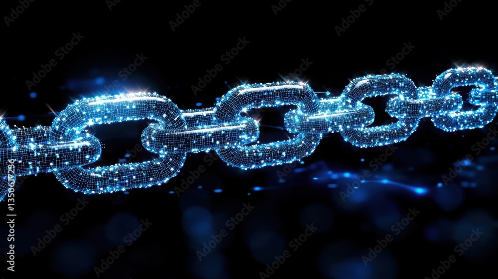 Poster a chain adorned with glowing lights symbolizing blockchain-secured b2b transactions in the modern di