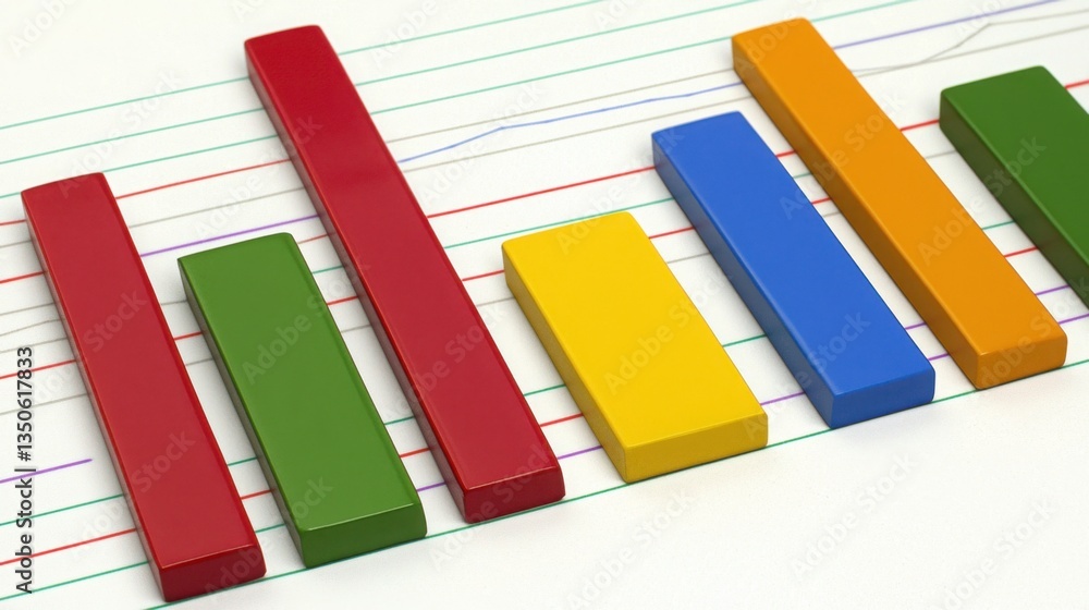 Poster a vibrantly colorful bar chart representing data insights and business intelligence analytics for in
