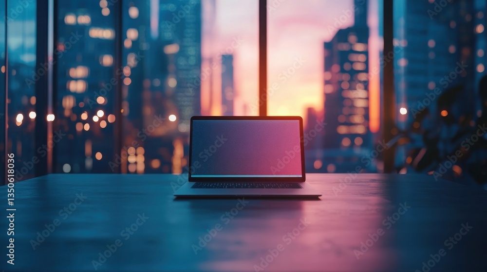 Poster laptop placed on a table representing technology utilized for career transition education and profes