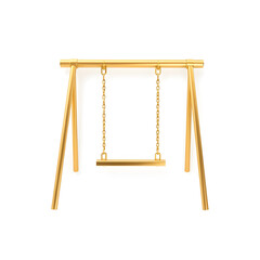 Swing gold metal icon on white background. Generative AI