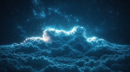 Night sky with clouds and stars offering a beautiful background for cloud-based asset tracking solutions and services