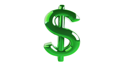 Glossy Green Dollar Sign Symbolizing Wealth and Prosperity