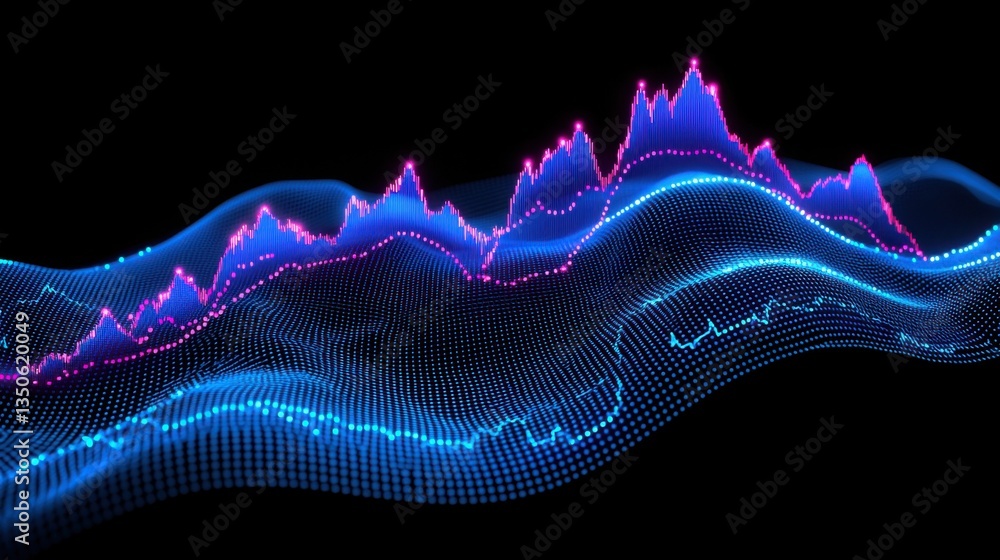 Poster beautiful wave of light representing the concept of risk-adjusted investing powered by deep learning