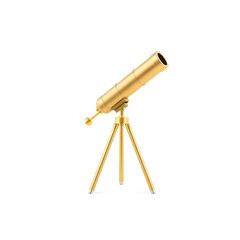 Telescope gold metal icon on white background. Generative AI