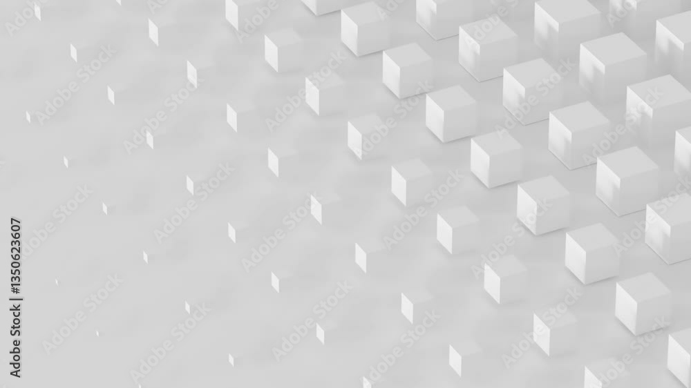 Poster minimalist white cube pattern on gray background 4k 60fps looping animation
