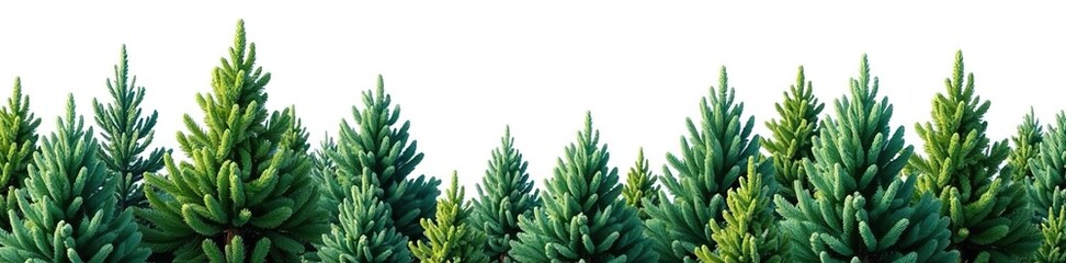 Isolated branches of fir tree on white background, trees, forest