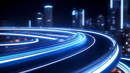 Fototapeta premium Futuristic city platform, light trails