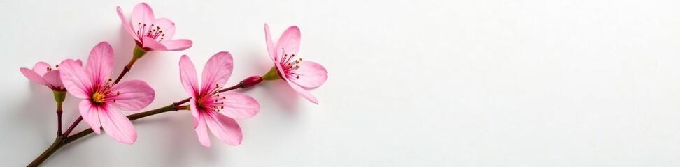 Obraz premium Delicate flower blooms on a pristine white surface, botanicals, plant life