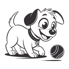 Fototapeta premium Cute Cartoon Dog Playing with Ball, Perfect for Children's Products