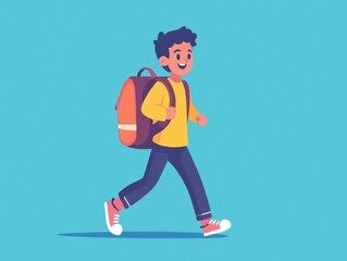 Obraz premium Happy child running to school