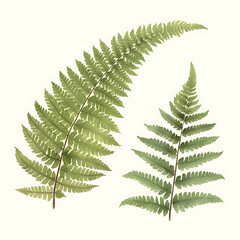 .Illustration of trees, leaves, grass and various botanical elements on a white background.